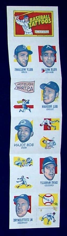 1971 Topps TATTOOS COMPLETE Sheet #12: Billy Williams (2 diff.) & more Baseball cards value