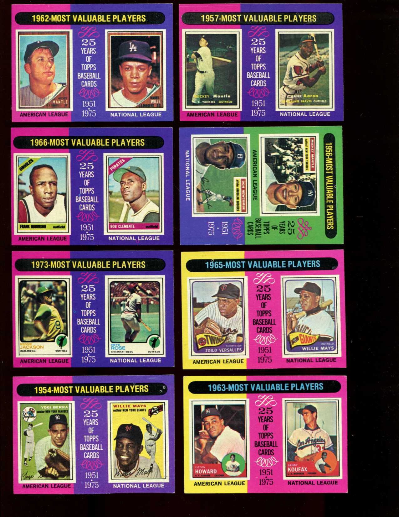 1975 Topps MINI #192 '1954 MVPs' - Yogi Berra/Willie Mays (Yankees/Giants) Baseball cards value