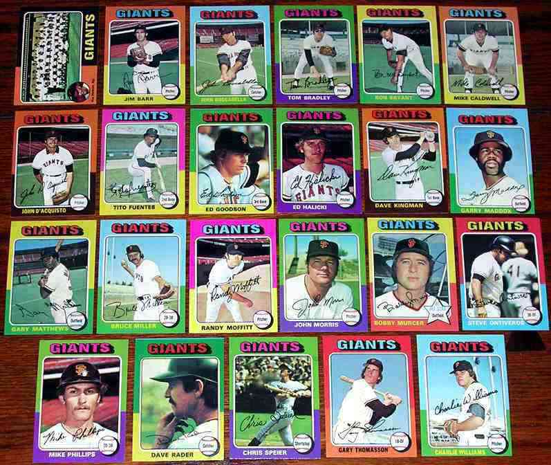  GIANTS - 1975 Topps MINI COMPLETE TEAM SET (23) Baseball cards value