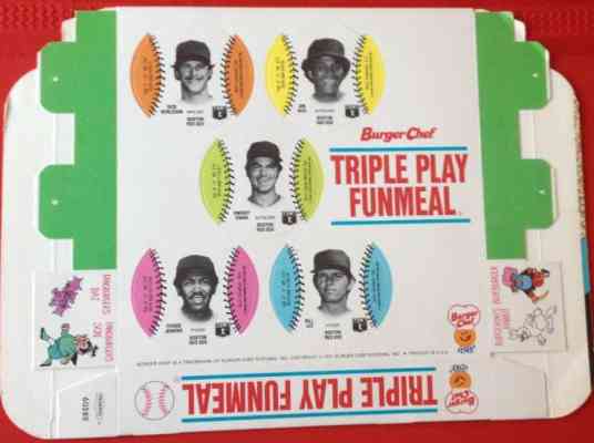 Red Sox - 1977 Burger Chef UNFOLDED Funmeal Box COMPLETE TEAM SET Baseball cards value