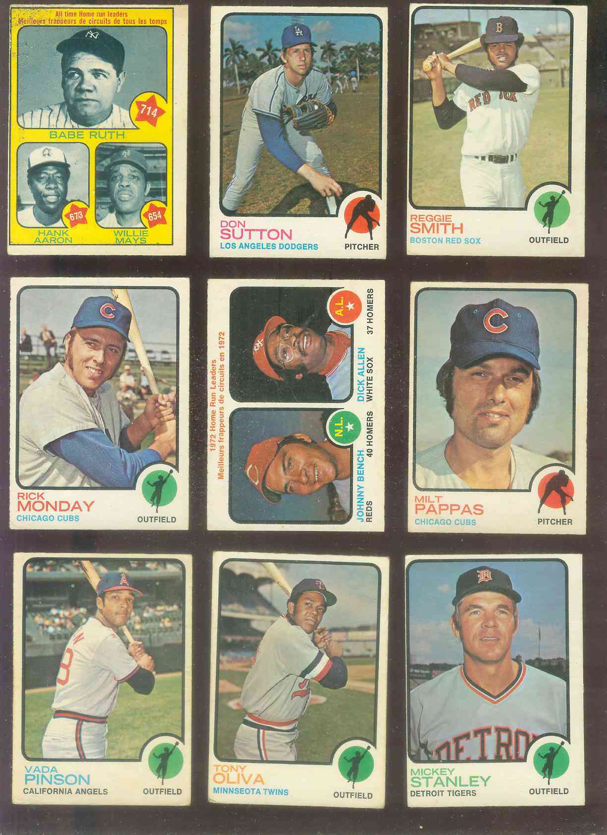 1973 O-Pee-Chee/OPC #  1 All-Time HOME RUN Leaders RUTH,AARON & MAYS Baseball cards value