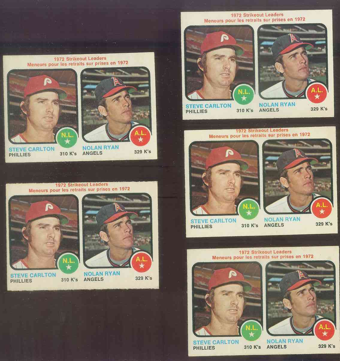 1973 O-Pee-Chee/OPC # 67 Strikeout Leaders [#] (Nolan Ryan/Steve Carlton) Baseball cards value