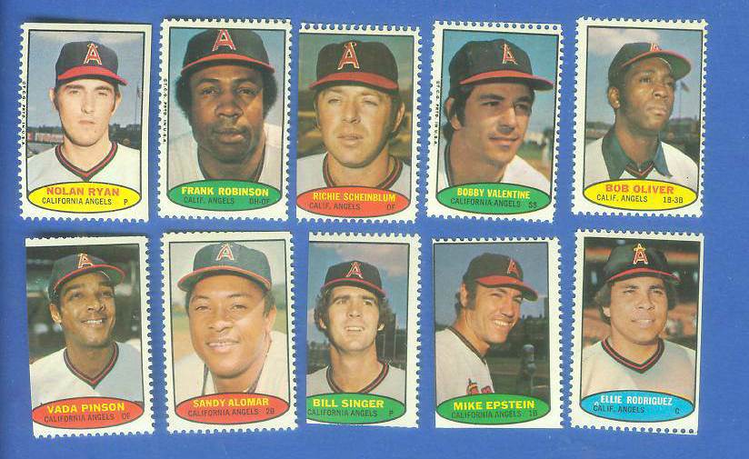  Angels - 1974 Topps Stamps COMPLETE TEAM SET (10 stamps) Baseball cards value