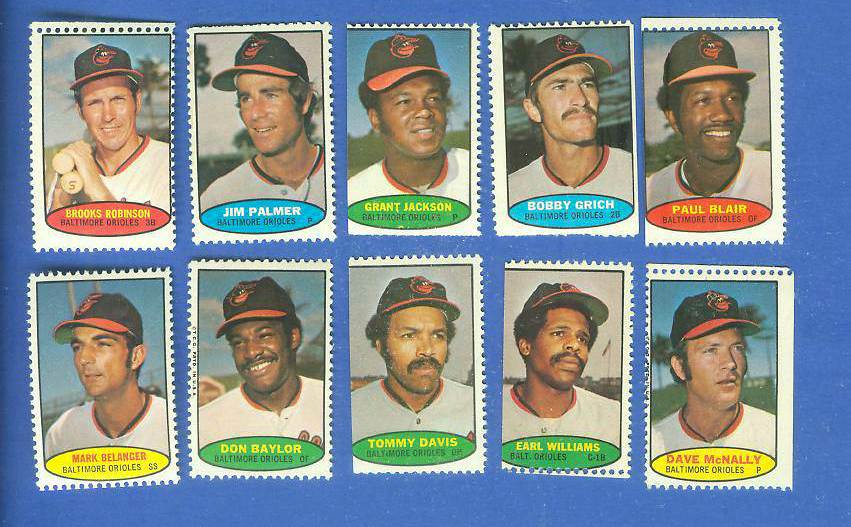  Orioles - 1974 Topps Stamps COMPLETE TEAM SET (10 stamps) Baseball cards value