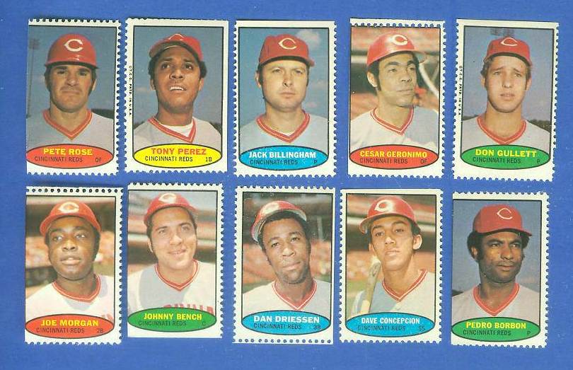  Reds - 1974 Topps Stamps COMPLETE TEAM SET (10 stamps) Baseball cards value