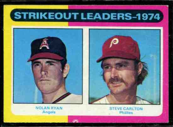 1975 Topps #312 Strikeout Leaders [#x] (Nolan Ryan/Steve Carlton) Baseball cards value