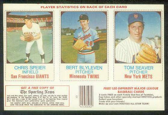  1975 Hostess PANEL  w/Ads # 73-74-75 Tom Seaver Baseball cards value