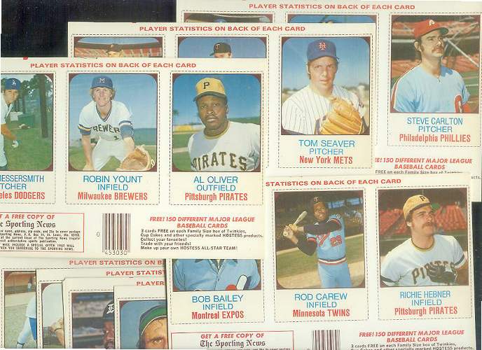  1975 Hostess  - Lot (7) diff. COMPLETE PANELS (3  w/HALL-OF-FAMERS !!!) Baseball cards value