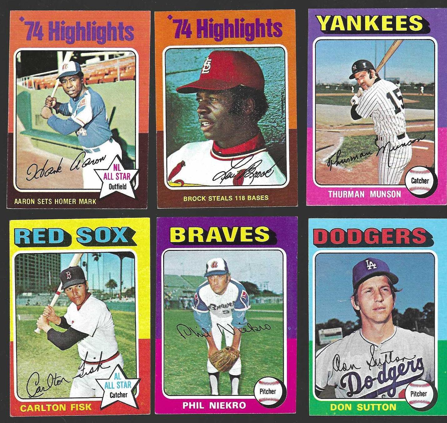 1975 Topps MINI #  1 Hank Aaron RB 'Sets Homer Mark' [#z] (Braves) Baseball cards value