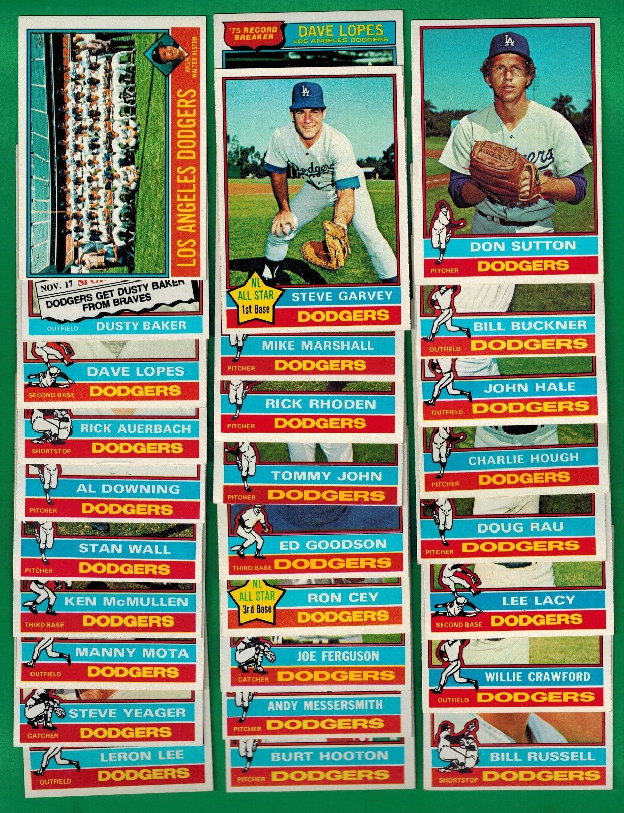  DODGERS - 1976 O-Pee-Chee/OPC - Near Complete Team Set (25/26) + Lopes RB Baseball cards value