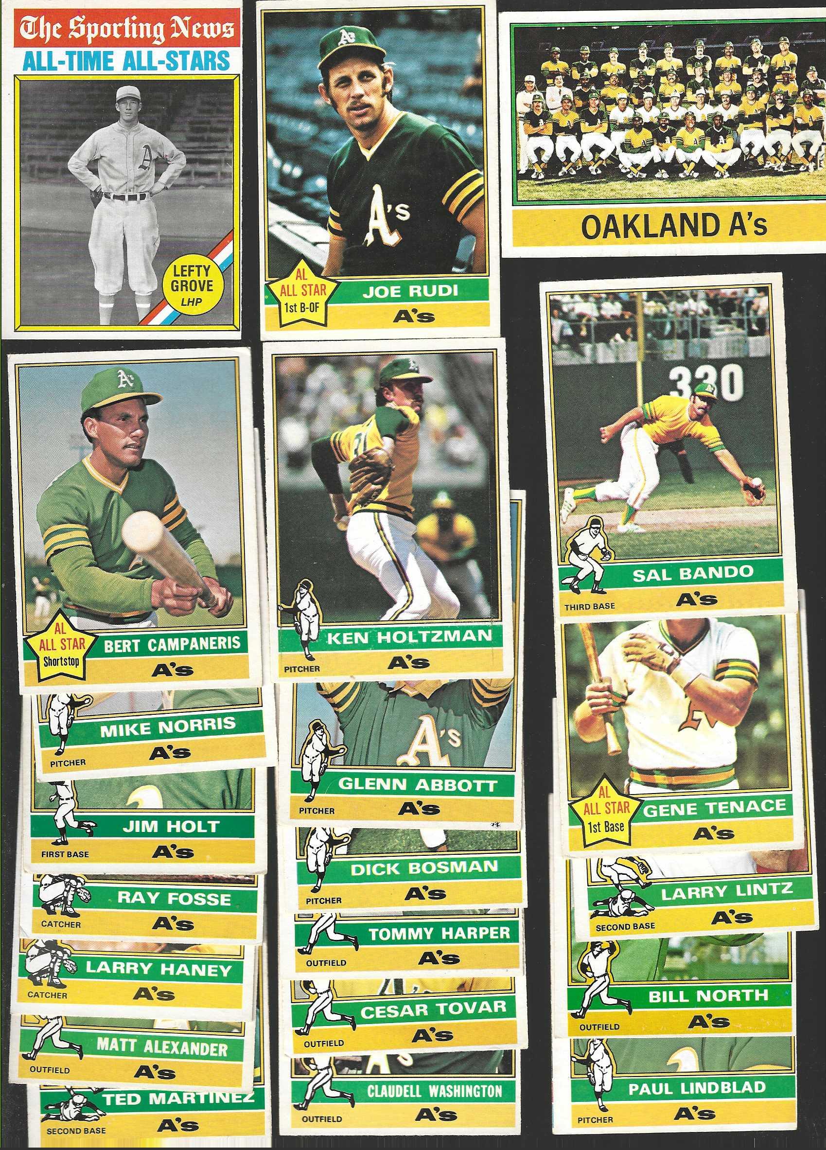  A's - 1976 O-Pee-Chee/OPC - Starter TEAM SET (18/27) + Reggie Jackson Ldr Baseball cards value