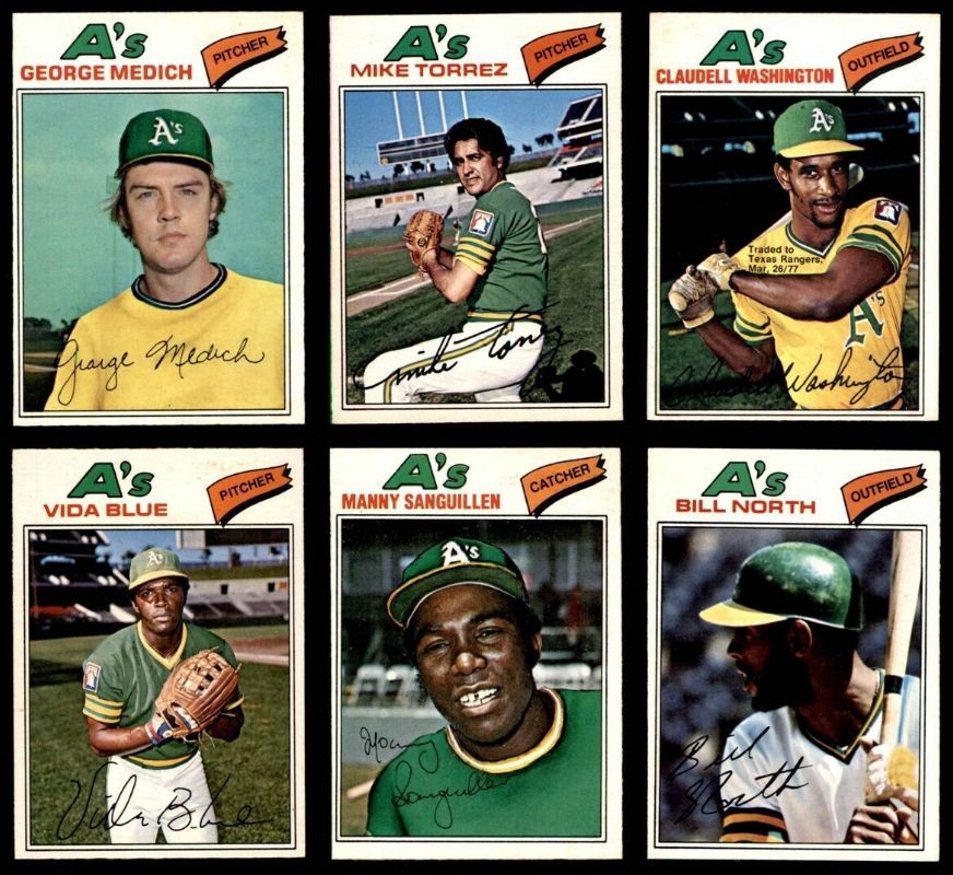  1977 O-Pee-Chee/OPC - A's COMPLETE TEAM SET of (6) Baseball cards value