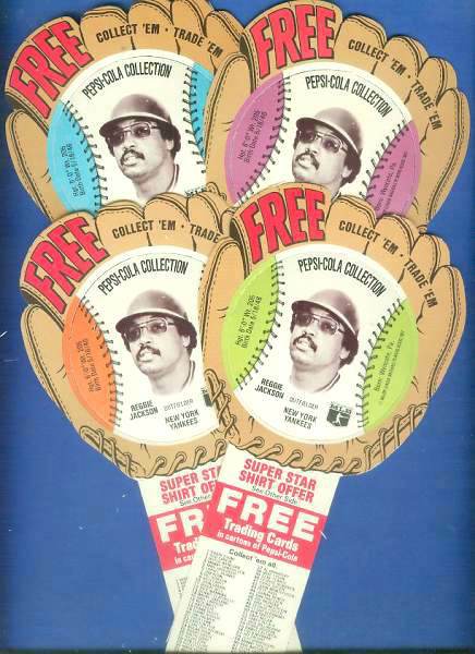 Reggie Jackson - 1977 Pepsi  Glove MSA Discs - Lot ALL (4) COLOR VARIATIONS Baseball cards value