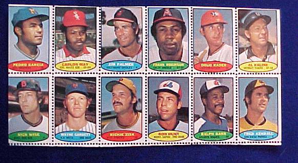 1974 Topps STAMPS SHEET #10 Jim Palmer, Frank Robinson, Al Kaline Baseball cards value