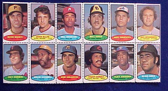 1974 Topps STAMPS SHEET #12 Willie Stargell, Elias Sosa, Dave Giusti Baseball cards value