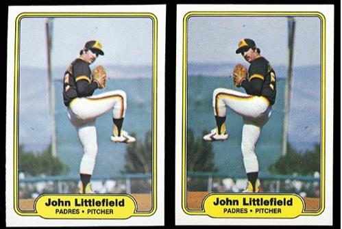 1982 Fleer #576A John Littlefield [VAR: Pitching left-handed] Baseball cards value
