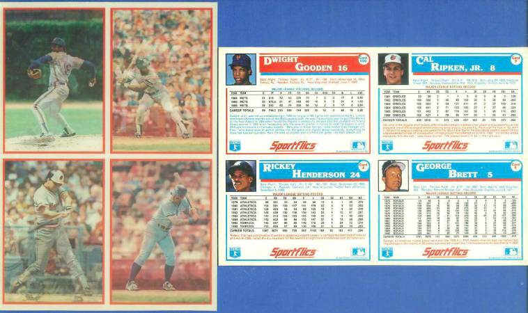 1987 Sportflics DEALER PANELS #4 CAL RIPKEN/George Brett/Rickey Henderson Baseball cards value