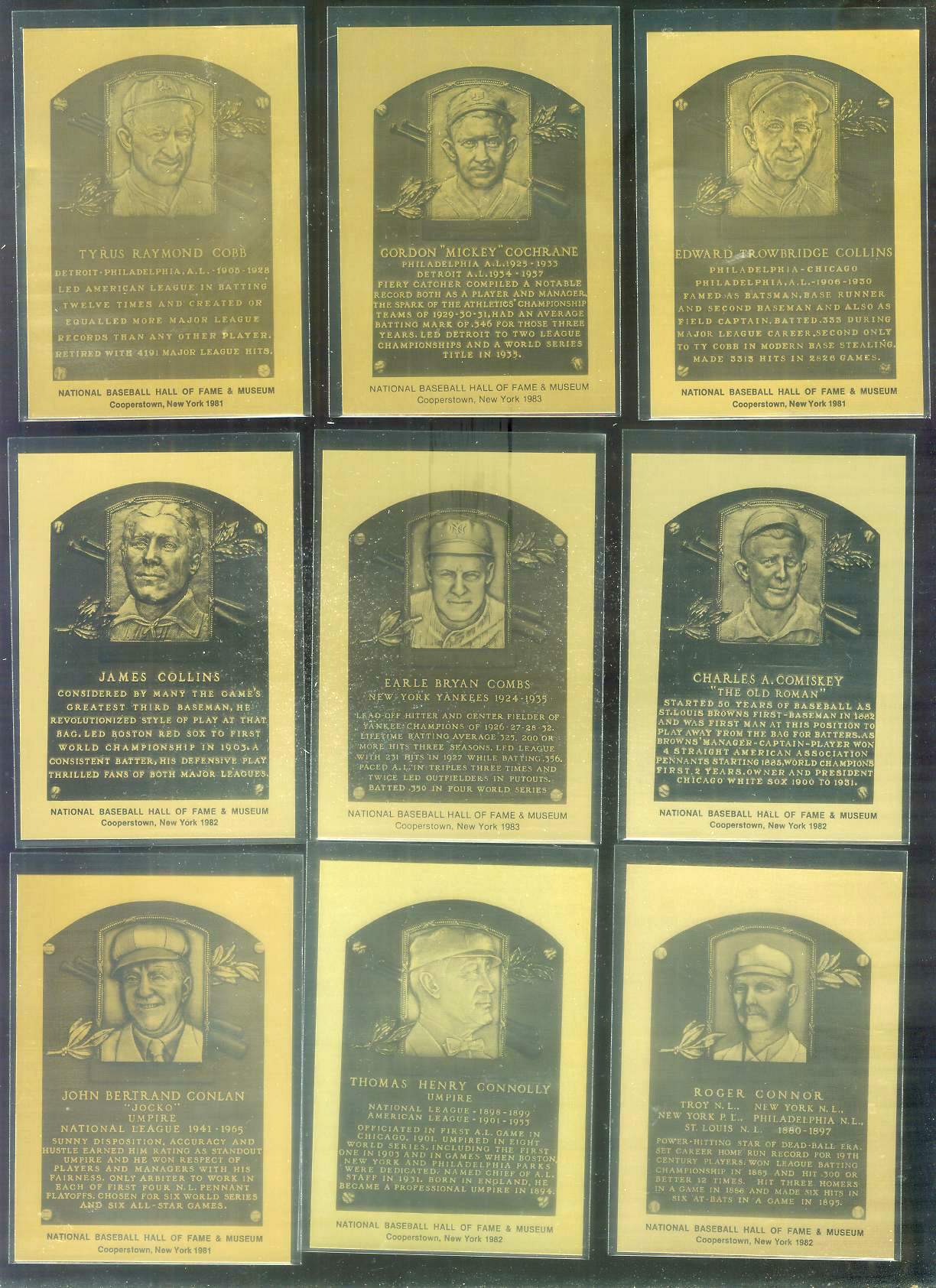 1981-89 Hall-of-Fame METAL PLAQUE #  2 Ty Cobb Baseball cards value