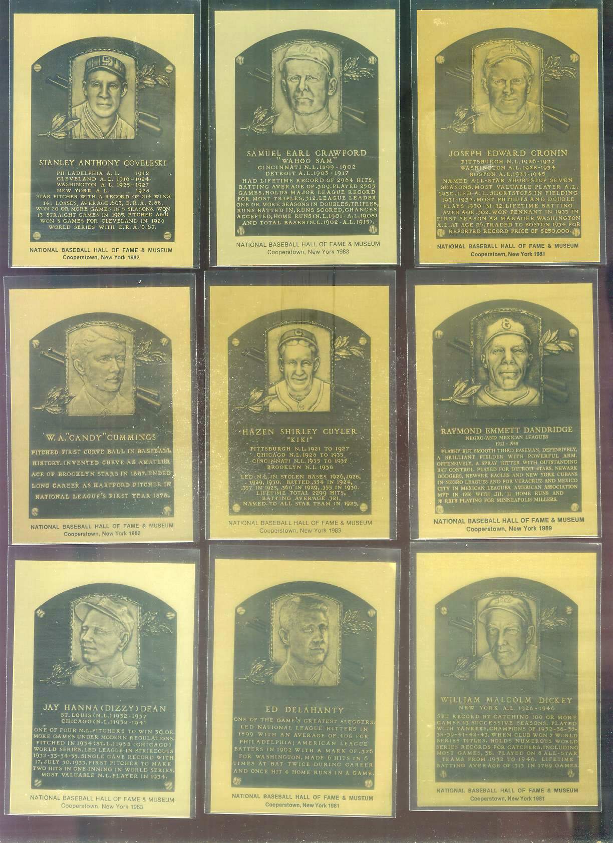 1981-89 Hall-of-Fame METAL PLAQUE #148 Dizzy Dean Baseball cards value