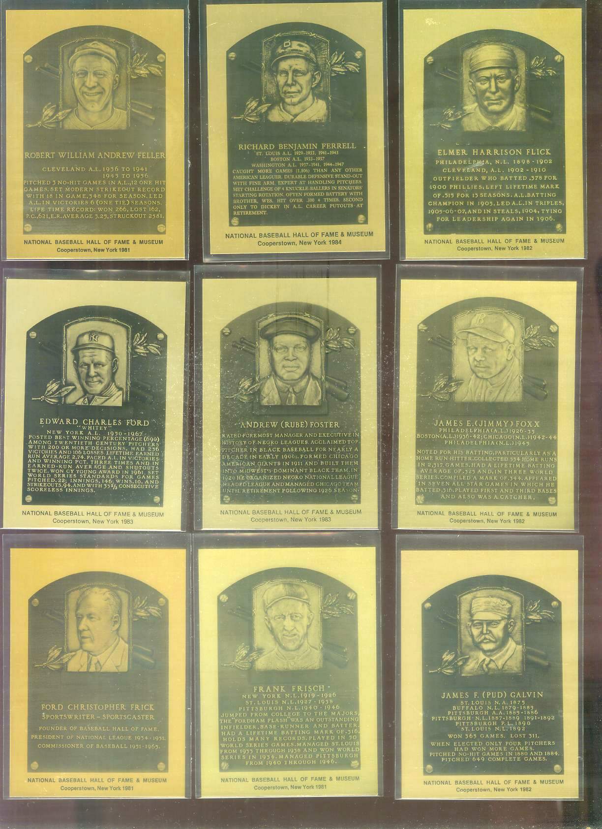 1981-89 Hall-of-Fame METAL PLAQUE #144 Whitey Ford Baseball cards value