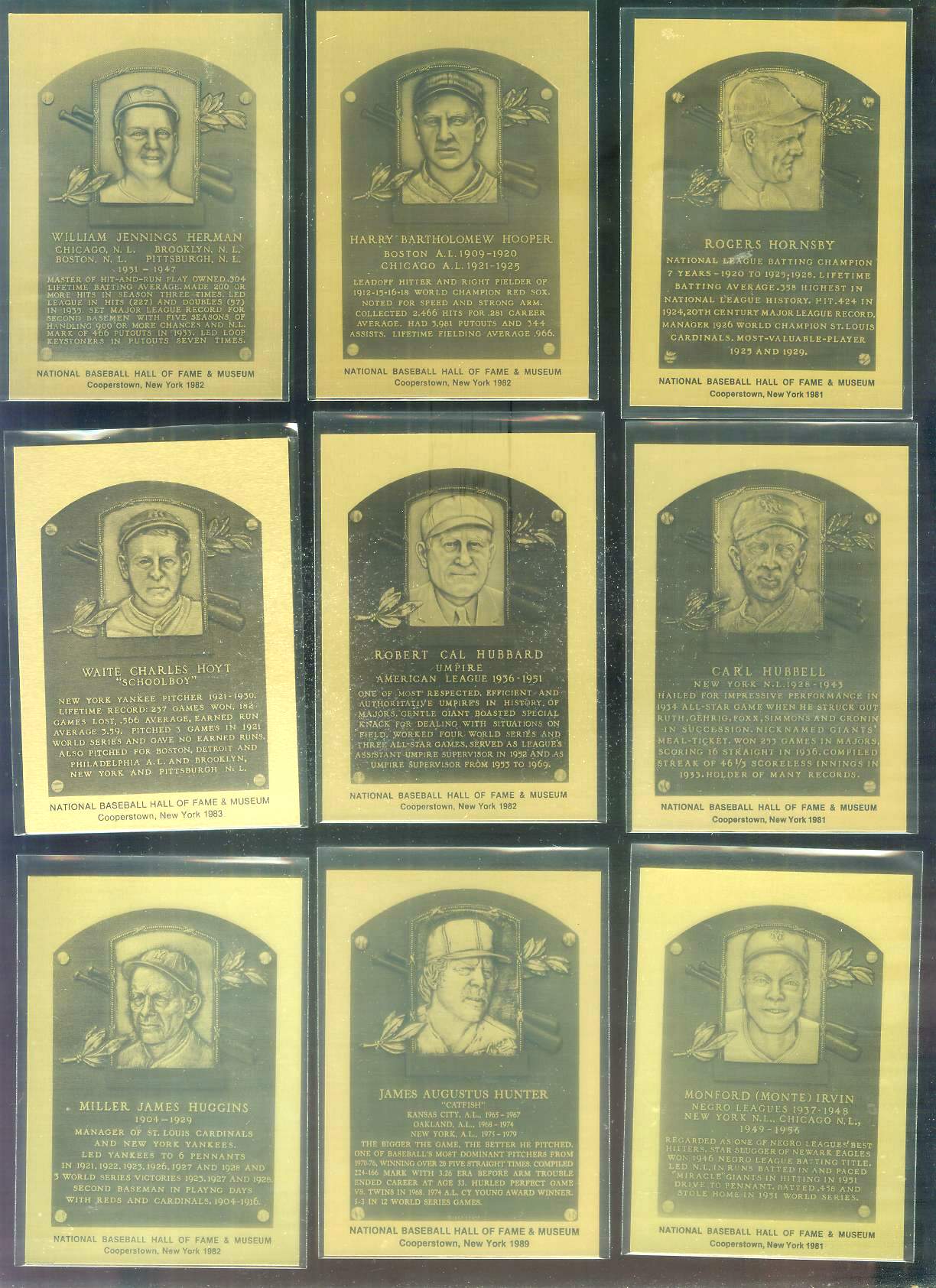 1981-89 Hall-of-Fame METAL PLAQUE #198 Catfish Hunter Baseball cards value