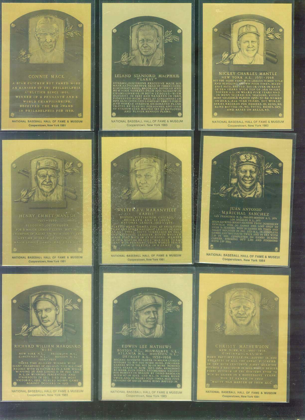 1981-89 Hall-of-Fame METAL PLAQUE #  5 Christy Mathewson Baseball cards value