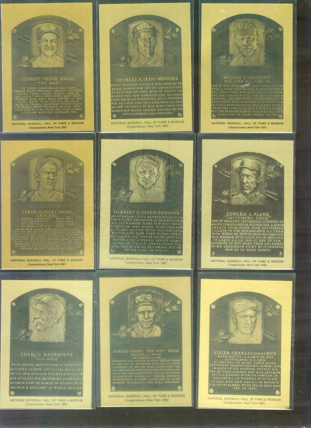 1981-89 Hall-of-Fame METAL PLAQUE # 13 Satchel Paige Baseball cards value