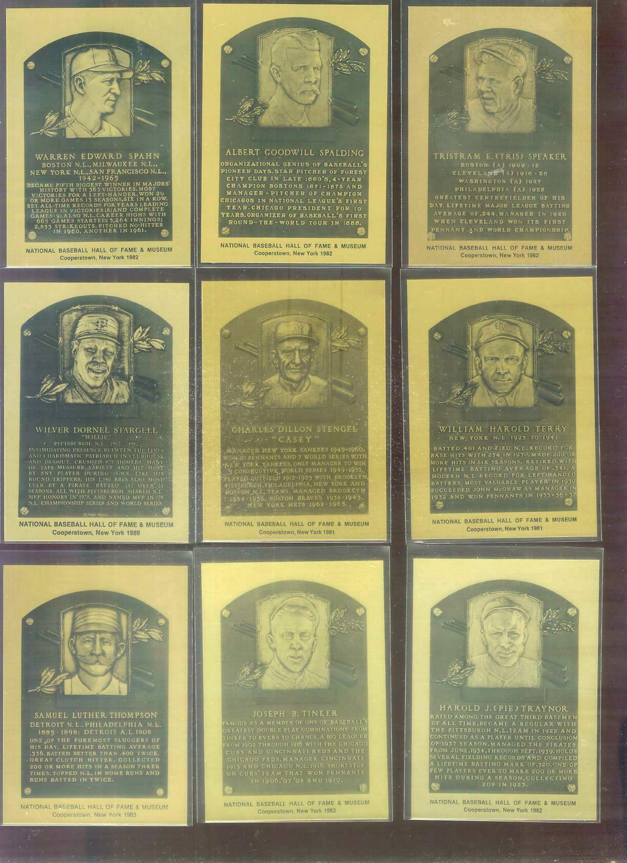 1981-89 Hall-of-Fame METAL PLAQUE # 86 Tris Speaker Baseball cards value