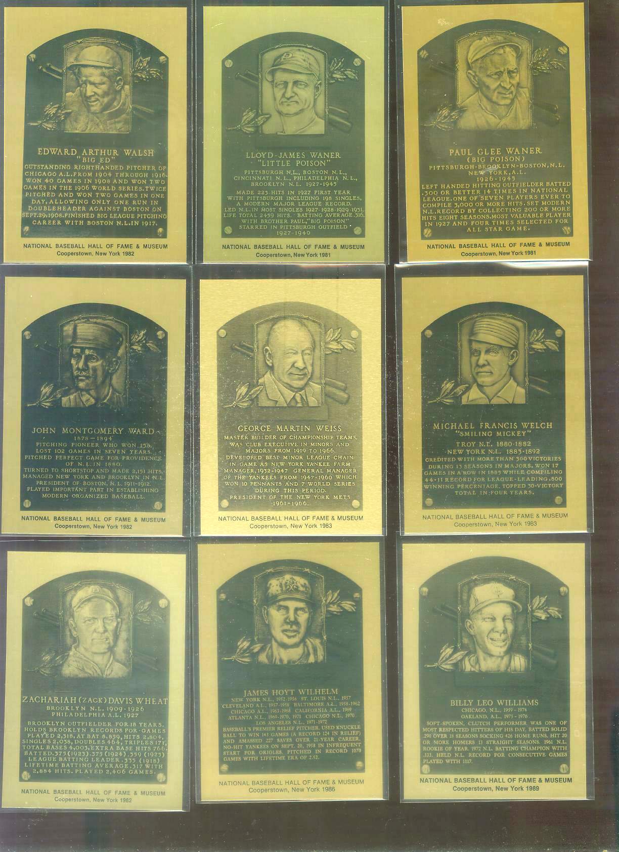 1981-89 Hall-of-Fame METAL PLAQUE #193 Hoyt Wilhelm Baseball cards value