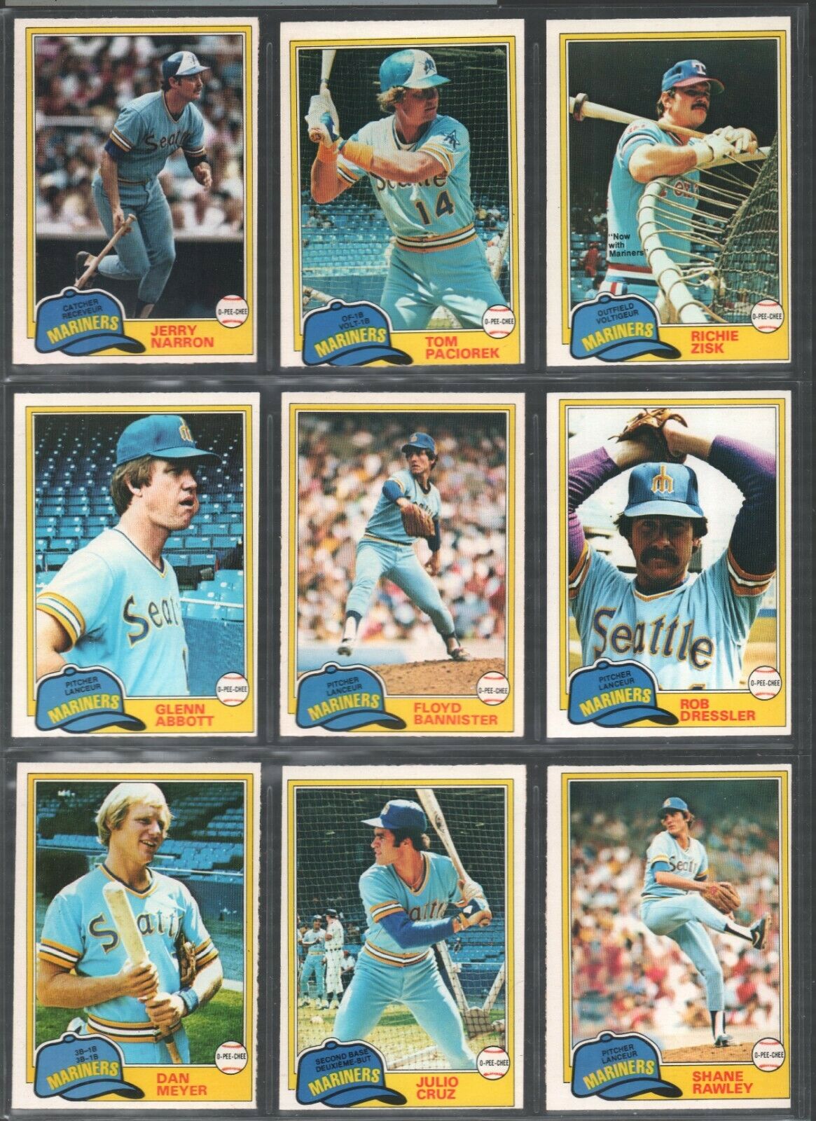  MARINERS (10) - 1981 O-Pee-Chee/OPC COMPLETE TEAM SET Baseball cards value