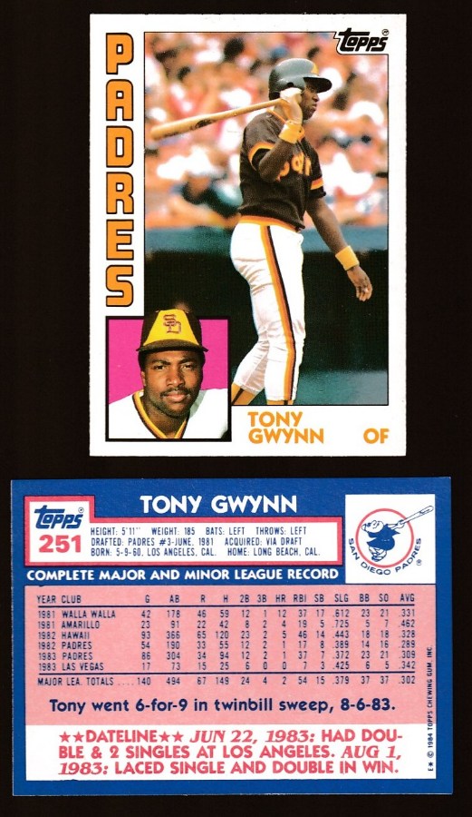 Tony Gwynn - 1984 Topps TIFFANY #251 (Padres) Baseball cards value