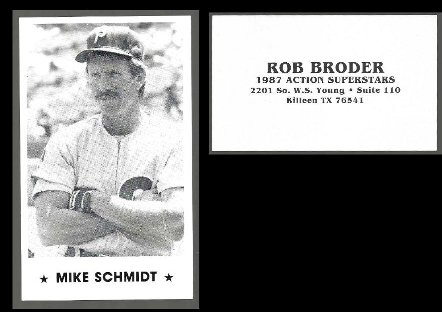 Mike Schmidt - 1987 BRODER 'Action Superstars' - 3x5 Jumbo AD/PROMO card Baseball cards value
