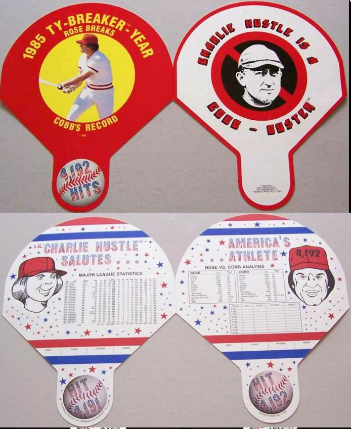 Pete Rose - 1985 Ty Breaker Year 'Cobb-Buster' Stadium Give-Away FAN Baseball cards value