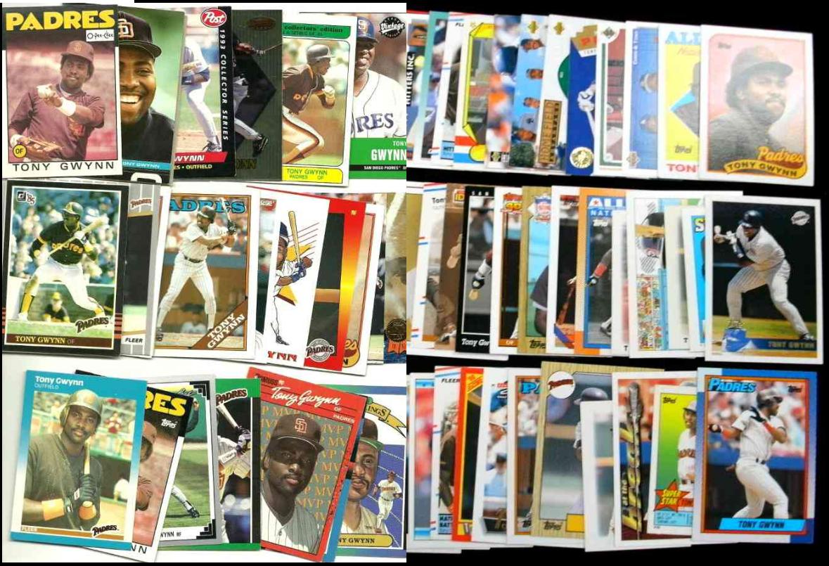 Tony Gwynn  COLLECTION - Lot of (500) assorted cards with 50 different ! Baseball cards value
