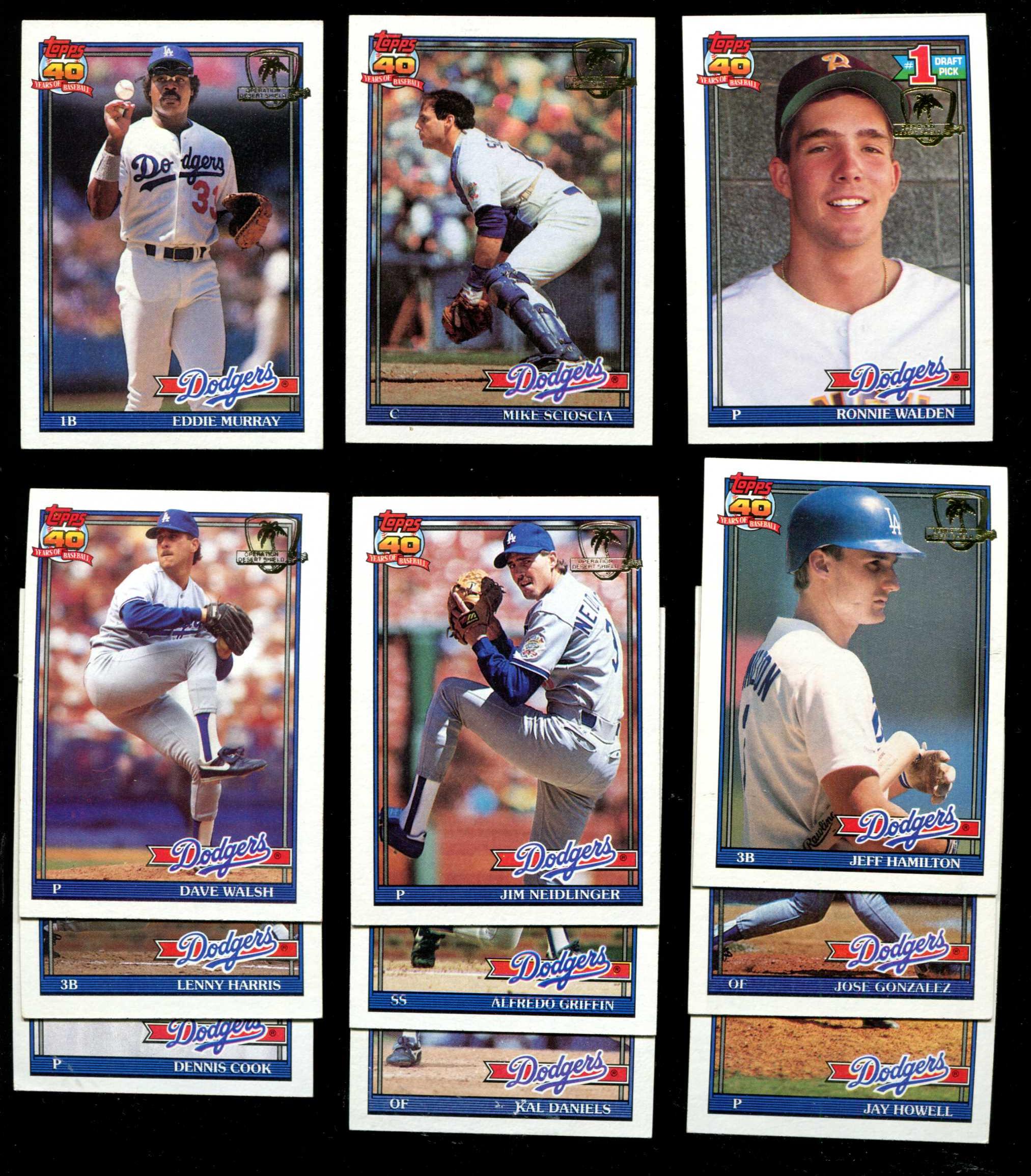  DODGERS - 1991 Topps DESERT SHIELD Near Team Set/Lot (25/30 diff) Baseball cards value