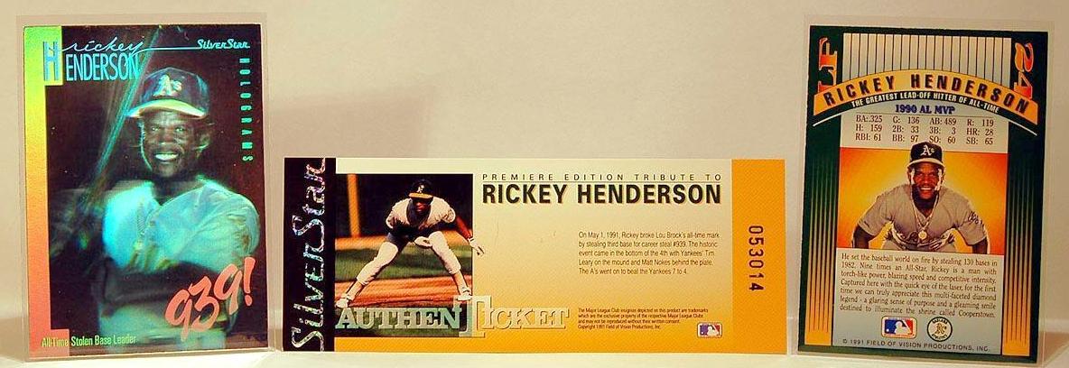 Rickey Henderson - 1991 SilverStar LIMITED AuthenTicket - Lot of (10) (A's) Baseball cards value