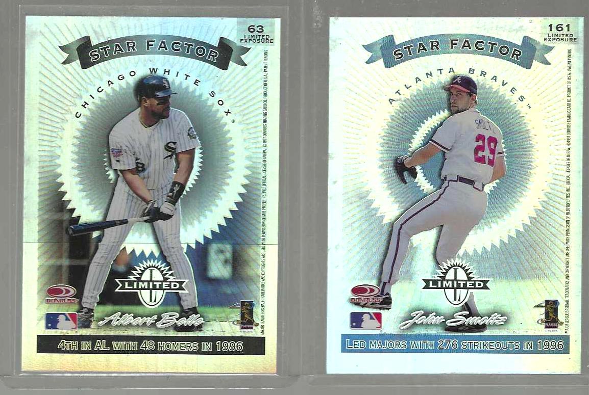 1997 Donruss Limited #161 John Smoltz LIMITED EXPOSURE STAR FACTOR (Braves) Baseball cards value