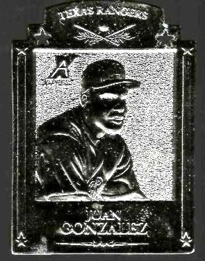 1997 Pinnacle X-Press METAL WORKS #8 Juan Gonzalez SILVER (Rangers) Baseball cards value