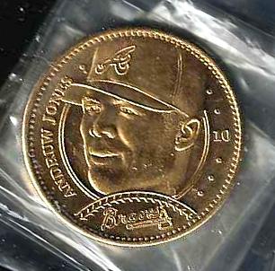 Andruw Jones - 1997 Pinnacle Mint GOLD-PLATED COIN #10 (Braves) Baseball cards value