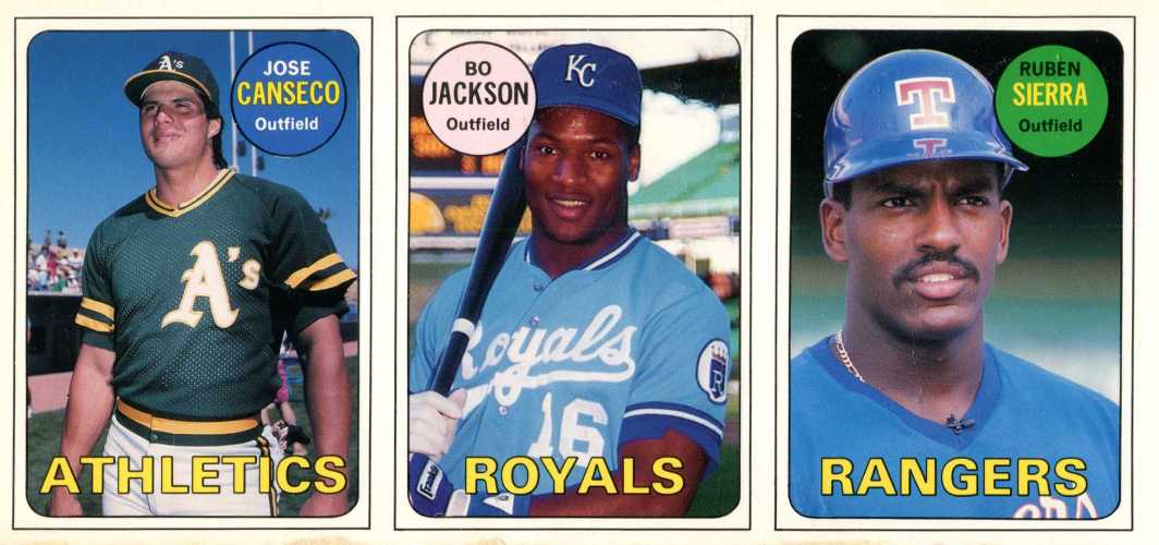 1990 BCM - Bo Jackson 1969 Topps 3-Card panel - Lot of (25) panels Baseball cards value
