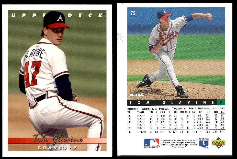 Tom Glavine - JUMBO - 1993 Upper Deck #75 - Lot of (200) [#d/2500] (Braves) Baseball cards value