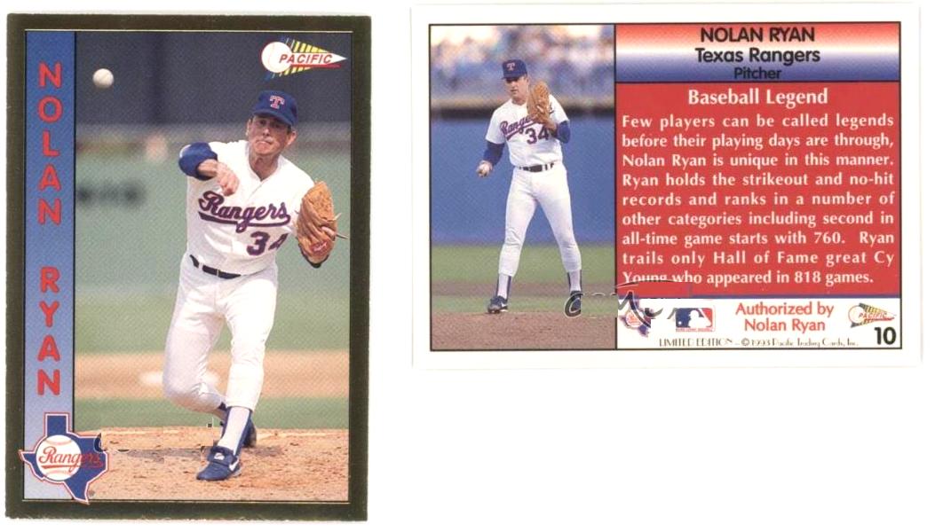 Nolan Ryan - 1993 Pacific #10 GOLD FOIL (Rangers) Baseball cards value