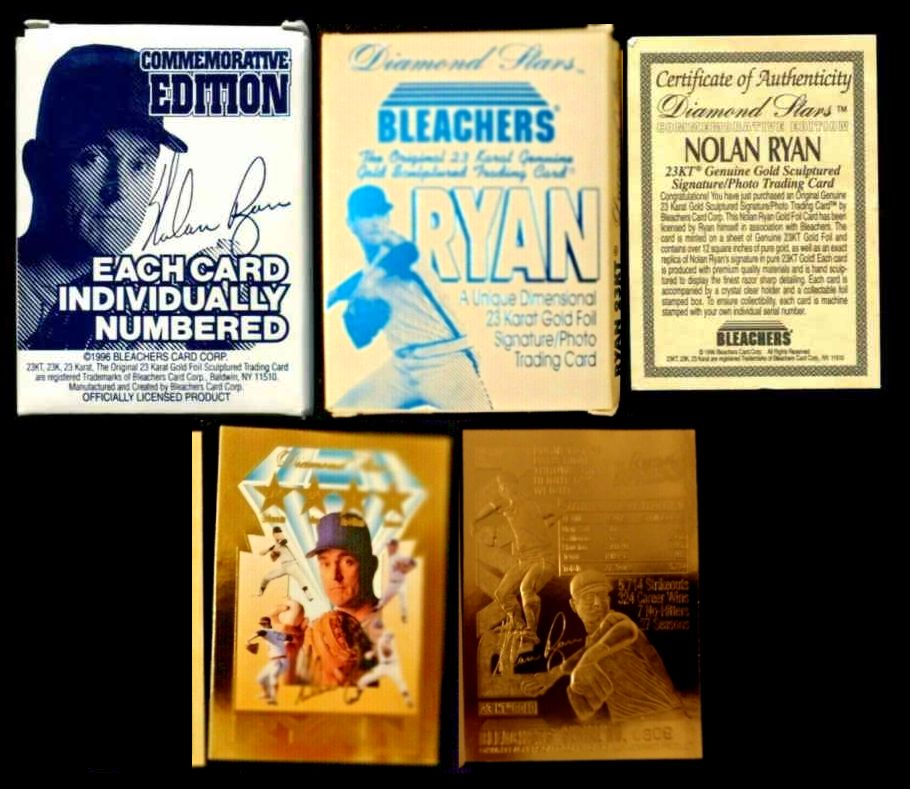 Nolan Ryan - 1996 Bleachers SCULPTURED 23 KARAT GOLD 'Diamond Stars' Baseball cards value