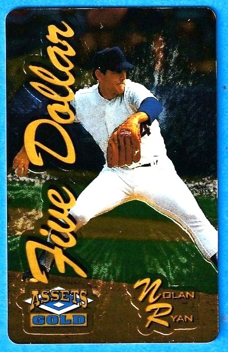 Nolan Ryan - 1995 Assets GOLD $5 Phone Card - LIMITED EDITION BRUSHED METAL Baseball cards value