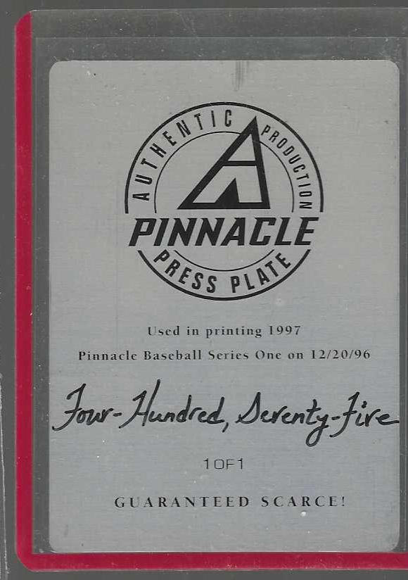  *** RARE 1-of-1 [1/1] *** Andruw Jones - 1997 Pinnacle PRESS PLATE Baseball cards value