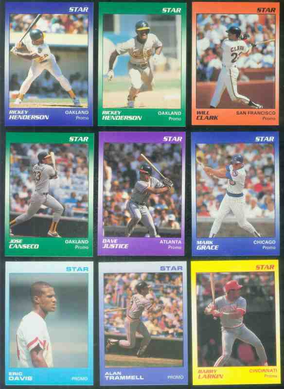 1988 -1990 Star Company BLANK-BACK PROMOS - Lot (9) different Baseball cards value