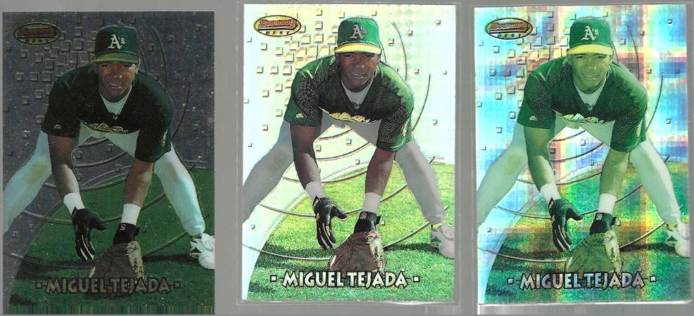 Miguel Tejada - 1996 Bowman's Best ROOKIE Lot: ATOMIC + REFRACTOR + Regular Baseball cards value