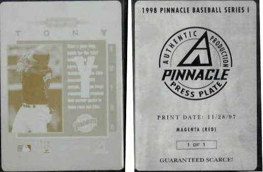 Tony Gwynn - 1998 Pinnacle Spellbound #50 PRESS PLATE [Magenta] (Padres) Baseball cards value