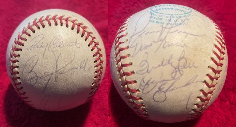  1970's Indians - Team Signed/AUTOGRAPHED Baseball [#14e] w/12 Signatures Baseball cards value