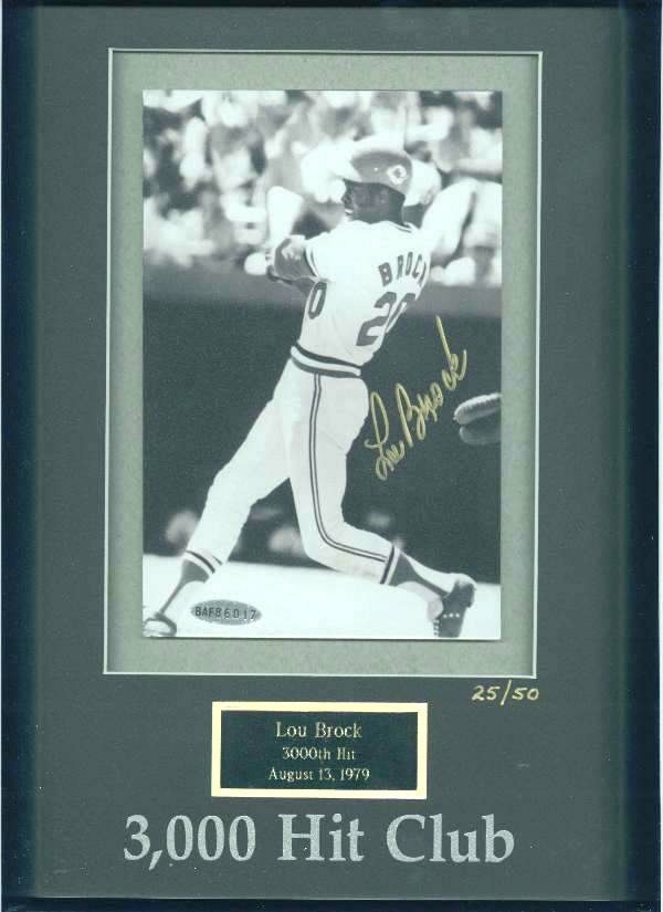  Lou Brock - UDA LIMITED EDITION Autographed 3,000 Hit Club photo (Cardinal Baseball cards value